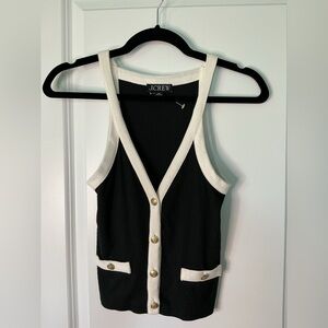 J. Crew Vintage Rib Lady Tank Top Black/White Size XS